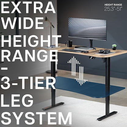 VIVO Electric 63 x 32 in Standing Desk, Touch Screen Adjustment, 220 lb Frame Support, 2E Series, Reclaimed Wood Top Black Frame, DESK-KIT-2EBP