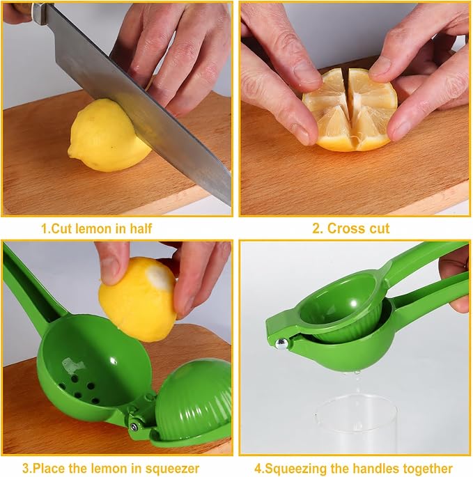 TEZZ Lemon Squeezer, Large Metal Manual Lime Citrus Juicer Hand Press | Large bowl ergonomic handle easy handheld press for lemons and limes