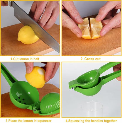 TEZZ Lemon Squeezer, Large Metal Manual Lime Citrus Juicer Hand Press | Large bowl ergonomic handle easy handheld press for lemons and limes