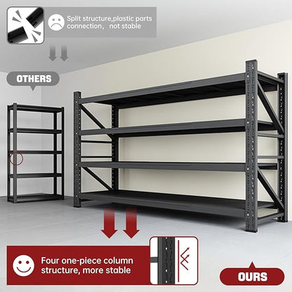 RAVIGIN 8000LBS Storage Shelves, 68" W Garage Shelving Heavy Duty Metal Adjustable Garage Shelves, Shelving Units Industrial Shelving for Warehouse, 68" W x 24" D x 63.4" H, Black