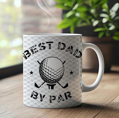 Golf Dad Gifts Mug, Golfer Gifts Coffee Cup Ceramic, Golf Lovers Gift for Men, Best Dad by Par Golfing Ceramic Coffee Tea Mug 11 oz