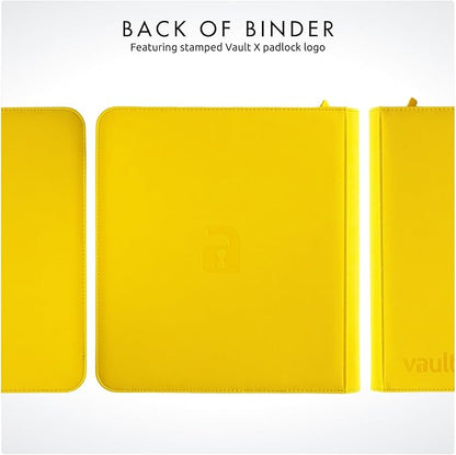 Vault X 12 XL Pocket Zip Binder, 624 Cards, Exo-Tec Material, 26 Side-Loading Pages (Yellow)