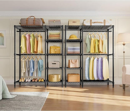 VIPEK V7 Garment Rack for Hanging Clothes Heavy Duty Clothes Rack with Shelves, Portable Closet Racks Metal Clothing Racks 5 Tiers Freestanding Closet Wardrobe System, Max Load 670lbs, Black