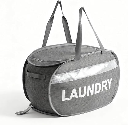 Foldable Laundry Basket with Lid, Oxford Cloth Reinforced Steel Ring Collapsible laundry hamper, 70L Breathable Mesh Dirty clothes hamper with Dual Handles for Home, Dorm, Apartment
