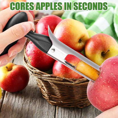 Apple Corer, Premium Stainless Steel Apple Corer Tool,Sturdy Ergonomic Handle, Easy to Use and Clean, Durable,Remover for Pears, Bell Peppers, Fuji, Honeycrisp, Pink Lady Apples (black)