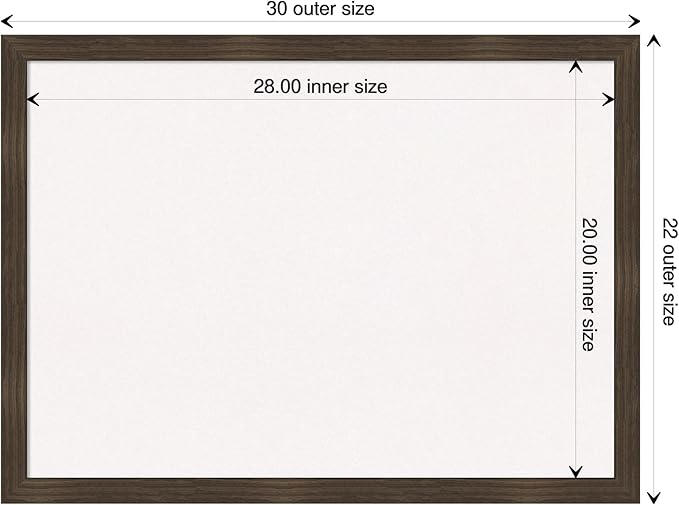 Amanti Art White Cork Board for Wall, 22x30 Vision Board with Brown Wood Frame, Medium Corkboard Office Decor for Home Organization, Casual Corkboard Pinboard to display items for home organization