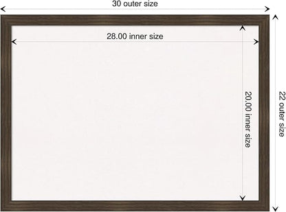 Amanti Art White Cork Board for Wall, 22x30 Vision Board with Brown Wood Frame, Medium Corkboard Office Decor for Home Organization, Casual Corkboard Pinboard to display items for home organization