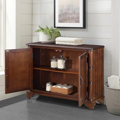 HMFULE 40" Sideboard Cabinet 2-Doors Solid Wood, Retro Buffet Cabinet with Storage Adjustable Shelf, Console Table Accent for Hallway, Living Room, Dining Room, Kitchen, Entry Way (Brown)