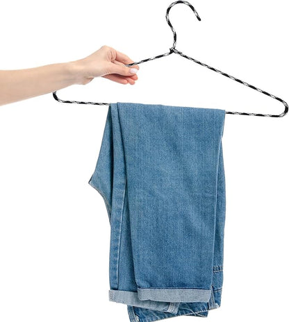 15 Pcs Fabric Wrapped Metal Hangers Covered Wire Hanger Metal Coat Hangers Non Slip for Clothes Closet Clothing Suit Shirt Pant (Black and White)