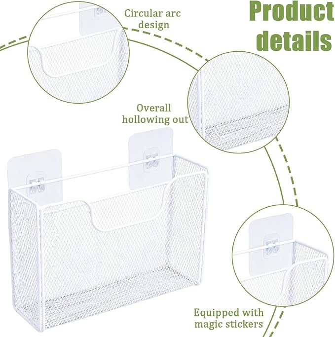 2 Pack Aluminum Foil Organizer, Kitchen Wrap Organizer for Plastic Wrap, Foil, Wax Paper and Food Storage Bags, Wall Mounted Iron Wire Rack for Cabinet Door, Pantry and Kitchen Storage