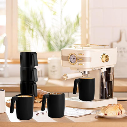 Homienly Unbreakable Coffee Mug Set - 6 Wheat Straw Reusable Cups | Dishwasher Safe Drinking Glasses | Alternative to Plastic Mugs & Glass Cups 16 oz for Camping, Kitchen (Black)