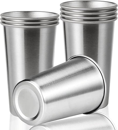 8 Pack 24oz Stainless Steel Pint Cup,Healthy Unbreakable and Stackable,Metal Drinking Glasses