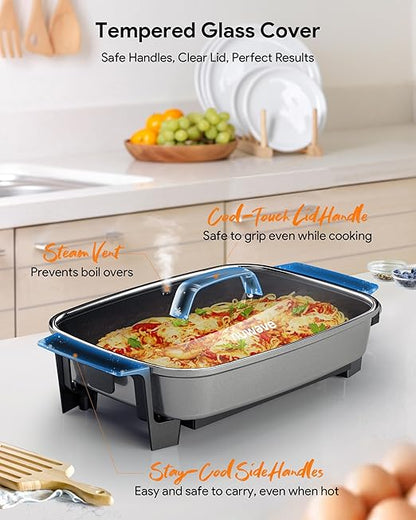 Nuwave Medley XL Digital Electric Skillet, Family Size Griddle w/Glass Lid, 2025 New & Improved Precision Heating, 100°-425°F, PFAS Free G11 Nonstick Ceramic Coating, Portable Hot Plate, 7qt Capacity