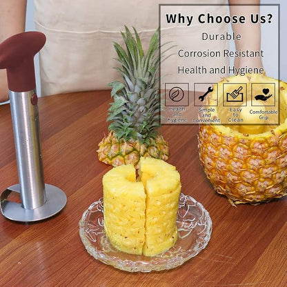 Pineapple Corer, [Upgraded, Reinforced, Thicker Blade] Newness Premium Pineapple Corer Remover, Stainless Steel Pineapple Core Remover Kitchen Tool with Sharp Blade for Diced Fruit Rings, Red