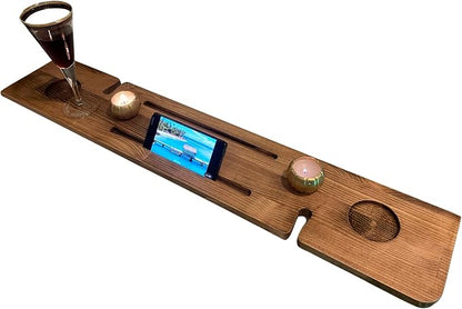 Handmade Wooden Bathtub Tray - 3 Different Size Options - Rustic Structure - Water Insulator - Bath Tray Caddy with Wine Glass Holder (36", BLACK BROWN)