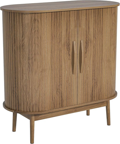 Accent Small Storage Cabine, Buffet Cabinet with Storage, Mid Century Modern Sliding Door Sideboard Cabinet for Kitchen, Entryway (Walnut)