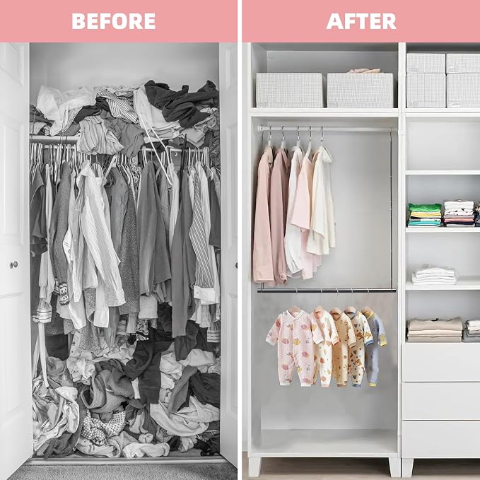 Closet Extender Hanging Rod 46.9in Closet Hanging Rod Heavy Duty Closet Organizer 6 Height Adjustble Closet Rod Extender, Closet Rods for Hanging Clothes, Black
