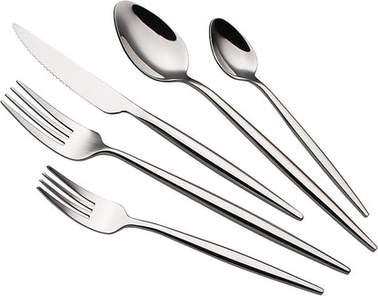 CHAAMFORGE 20 Piece Luxury Silverware Set for 4 Mirror-Polished 18/10 Stainless Steel Heavy Flatware Set Modern Cutlery Set Knife/Fork/Spoon Utensil Dishwasher Safe with Gifts