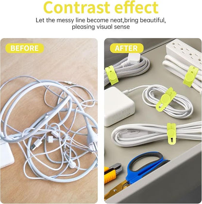 Oligei 25 Pcs Silicone Cable Ties, Cable Ties Reusable, High Elasticity Cord Wraps for Electrical Cords, Cord Organizer for Earphone, Phone Charger(Yellow)