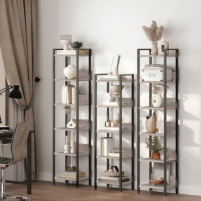 MAHANCRIS 5-Tier Bookshelf, Bookcase, Shelves Organizer for Small Spaces, Storage Shelf Organizer, for Living Room, Bedroom, Study, Balcony, Greige and Black BKHG5501
