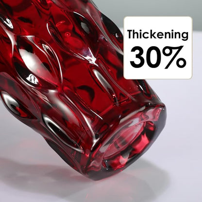 CEMABT 9.5inch 3.4 lb Glass Vases for Flowers Unbreakable Thickened Morden vase for Tables Centerpieces,Colorful,Vintage and Clear Rose Large Flower vases for Bouquet Unique Gifts（Red）