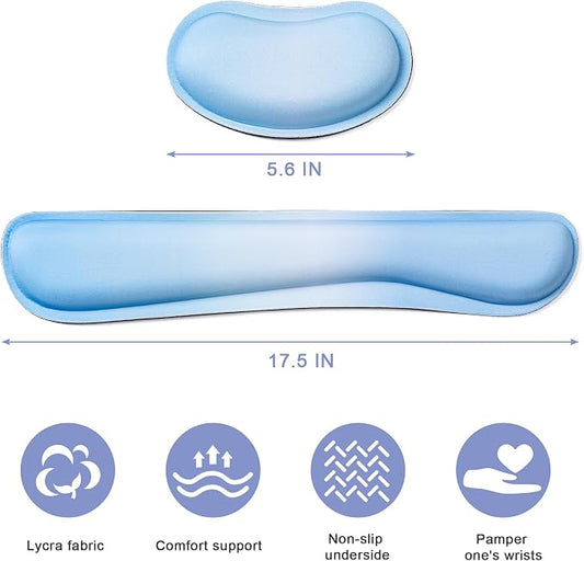 Hoewina Keyboard Wrist Rest,Ergonomic Wrist Rest,Superfine Fabric and Gel Memory Foam Wrist Pad for Computer Keyboard for Easy Typing & Pain Relief, Suitable for Office, Family, Outdoor, Gradient Blue