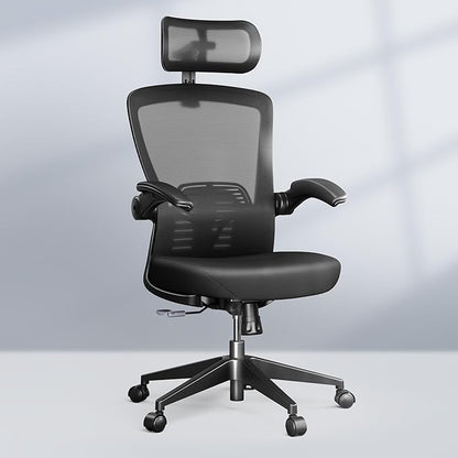 FLEXISPOT OC3-Pro Cloud Ergonomic Office Chair for Big and Tall Black, High Back Office Chair with Flip-up Arm/8-Level Lumbar Support, Foam Seat Cushion, Chairs for Home Office Studying Gaming, Black