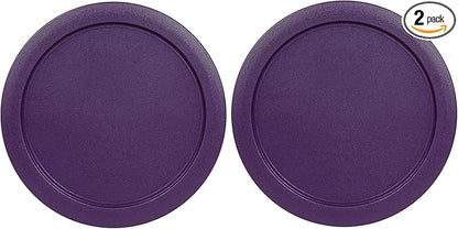 Replacement Lids fits Pyrex 6 & 7-Cup Glass Food Storage Container Bowls, 7.5-Inch Plastic Round Lids Covers for Pyrex 7402-PC, Airtight & Leakproof (2-Pack, Purple)
