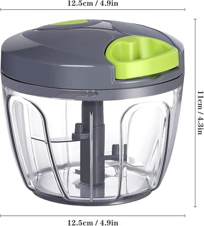 Cambom Manual Food Chopper Vegetable Cutter, Hand String Vegetable Chopper Onions Cutter for Vegetable Fruits Nuts BPA Free Food Safe Material, 650ml Gray