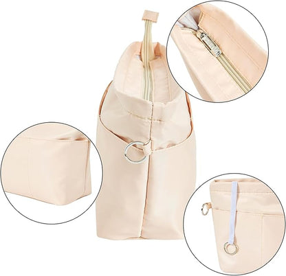 Vercord Premium Nylon Purse Organizer Tote Handbag Insert Organizers Bag in Bag Zipper 13 Pockets 5 Sizes