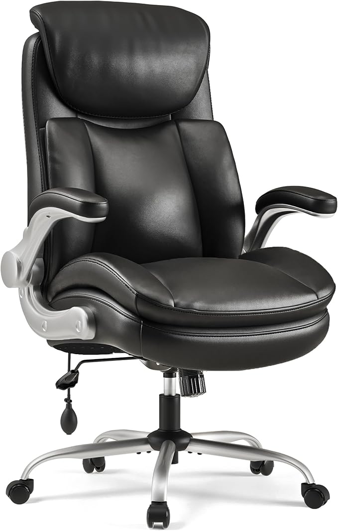 500lbs Executive Office Chair Big and Tall, Adjustable Lumbar Support for Back Pain, BIFMA-Certified Heavy Duty Office Chair Computer Desk Chair with Extra Wide Seat & Thick Armrest Pad