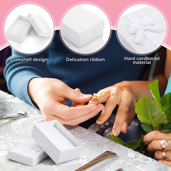 Ecally Small Cardboard Jewelry Gift Boxes 2 x 3.1 x 1.1 Inches Earring Boxes for Jewelry Gift Rings Earring Necklaces