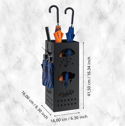 Umbrella stand - Metal vertical umbrella stand - Suitable for entrance halls, stores, offices. Dimensions: 6.3 x 6.6 x 16.34 inches