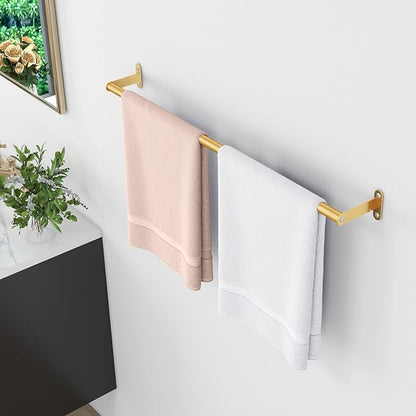 MKO Bathroom Towel Bar, 24 Inch Towel Rod for Bathroom, Heavy Duty Bath Hand Towel Holder Wall, Single Rod, Gold, Easy of Installation