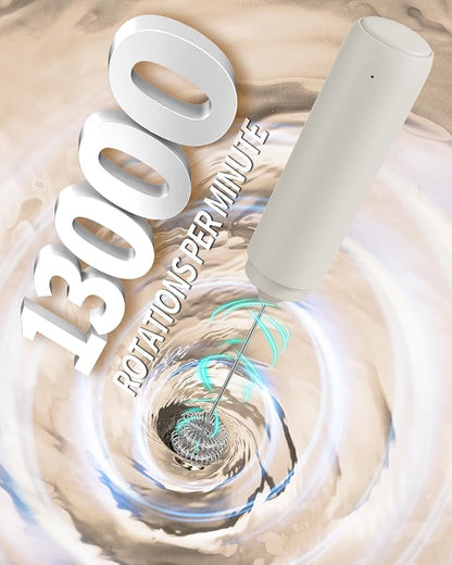 CIRCLE JOY Portable Rechargeable Milk Frother Hanheld, Dual Spring Whisk Electric Coffee Frother Wand Drink Mixer for Matcha Lattes Cappuccino, Kitchen Gifts, Beige