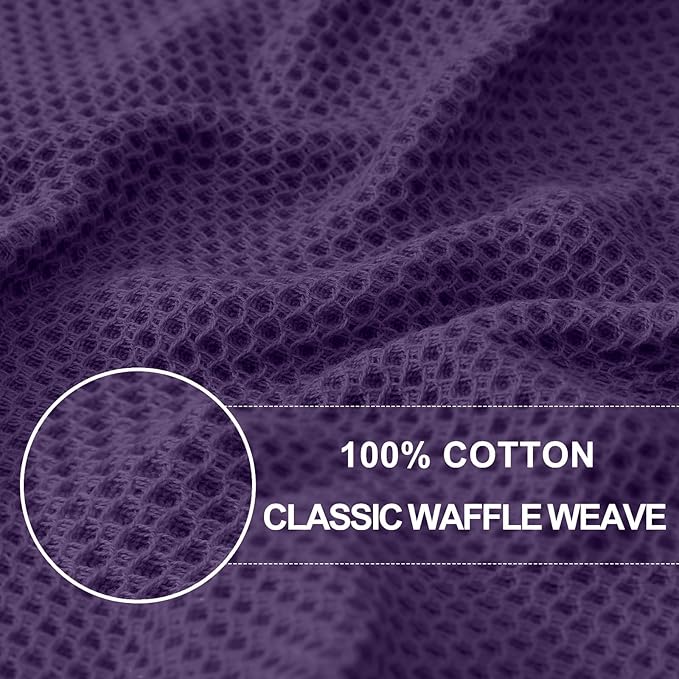 Homaxy 100% Cotton Waffle Weave Kitchen Dish Cloths, Ultra Soft Absorbent Quick Drying Dish Towels, 12 x 12 Inches, 24-Pack, Eggplant
