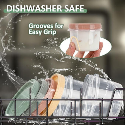 8 Oz Small Food Containers with Lids, 24 Pack, 1-Cup Reusable Snack Containers with Screw Top for Food Small Portions Meal Prep Freezer Storage, Microwave Freezer Dishwasher Safe, 4 Colors