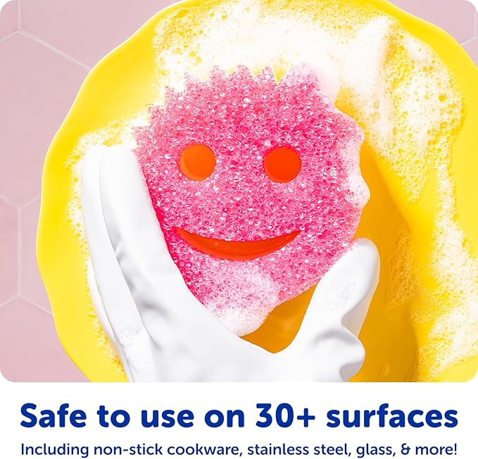 Scrub Daddy Colors Kitchen Sponges - Scratch-Free Dishwashing Sponges & Sponge for Kitchen Sink, Bathroom & Household Cleaning - BPA-Free Polymer Foam (3 Count)