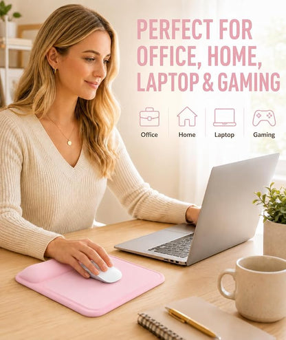 eulps Ergonomic Mouse Pad with Wrist Rest, Gel Mousepad with Soft Wrist Support, Non-Slip PU Base, Smooth Surface Mouse Pad for Wrist Pain Relief, Computer Laptop Office Home & Gaming (Pink)
