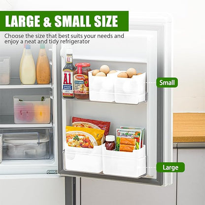 3 Pack Refrigerator Organizer Box, Plastic Refrigerator Side Door Storage Containers, Space-Saving Organizer Bins for Fridge, Refrige Drawers for Fruit and Vegetable (White, S×3)