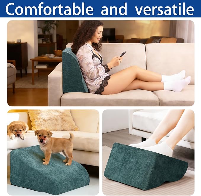 Foot Rest for Under Desk at Work, Ergonomic Under Desk Footrest with Washable Cover for Office, Home & Gaming Leg Elevation Pillow Green
