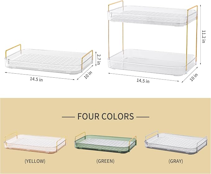 Coffee Bar Accessories, Station Organizers,Large Capacity Storage with Drain Board,Whisky Tray,Mug Tea Cup Holder Coffee Bar Organizer, White Clear
