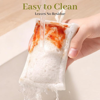 JOYMOOP Compressed Cellulose & Loofah Scrubbers, Non-Scratch Scrub Sponge, Kitchen Sponges for Dishes, 6-Pack, Dual-Sided Dish Sponge for Nonstick Cookware & All Surfaces