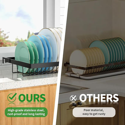 Over The Sink Dish Drying Rack,Expandable 2-Tier Stainless Steel Over The Sink Dish Rack with Utensil Holder Dish Drainers for Kitchen Counter