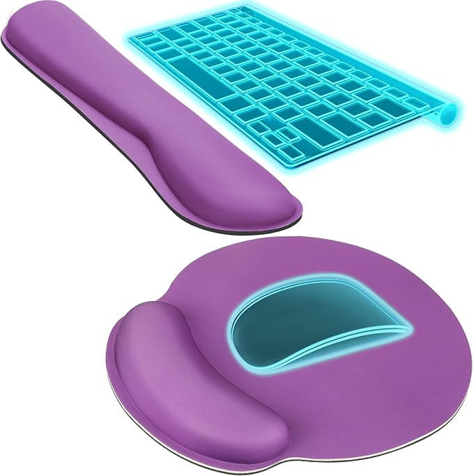 KTRIO Keyboard Wrist Rest & Mouse Pad with Wrist Rest Set, Violet Purple | Memory Foam Wrist Support, Ergonomic Design, Non-Slip Base, Office and Home Use