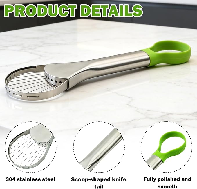 Avocado Slicer Tool,Avocado Cutter Tool,Avocado Knife,Avocado Peeler,Avocado Saver Well Made 2-In-1 Stainless Efficient Kitchen Tool Dishwasher Safe For Hassle-Free Avocado Prep Sandwiches, Salads