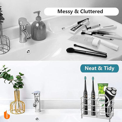 Urbanstrive 304 Stainless Steel Bathroom Toothbrush Holder Toothpaste Holder Stand Bathroom Accessories Organizer (Black, Small)