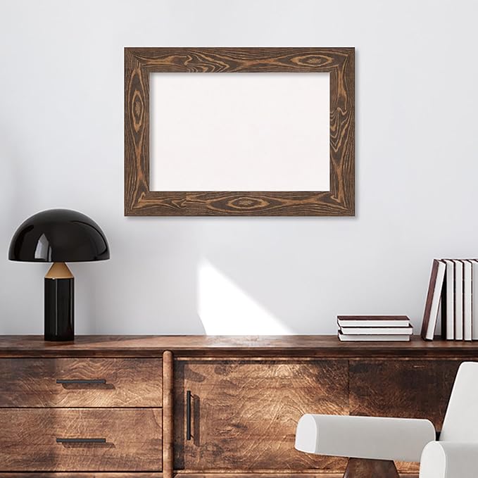 Amanti Art White Cork Board for Wall, 22x30 Vision Board with Brown Wood Frame, Medium Corkboard Office Decor for Home Organization, Country Rustic Corkboard Pinboard to Display Items for Home