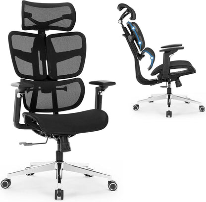 Office Chair Ergonomic Desk Chair, Big and Tall Computer Chair with Adjustable Lumbar Support, Tilt Function Home Office Desk Chairs, Gaming Chair Swivel Executive Task Chair, Black