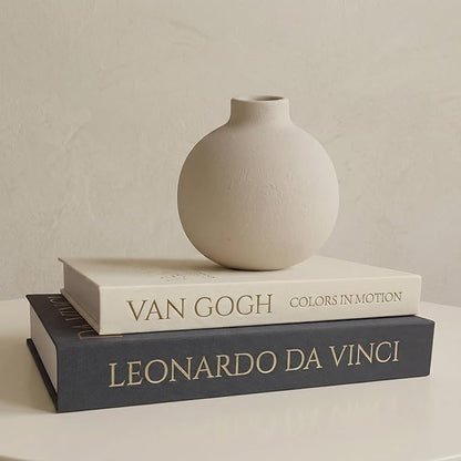 Decorative Storage Books Set of 2, Linen Cover, Gold Letters, Beige and Dark gray